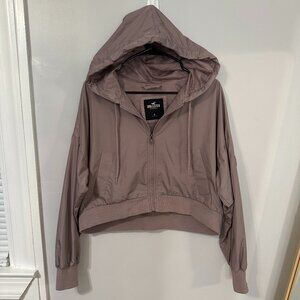 Hollister Lightweight Hooded, Cropped Running Jacket, Purple-Grey | Size Medium
